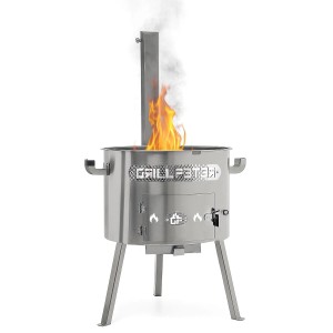 Grillpeter UtschakTimur Ø40 cm aus Edelstahl mit Rauchrohr Kazan aus Gusseisen 12L