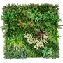 Primaflor Kunsthecke Jade B 100x100cm, dichtes Paneel mit realistischen grünen, roten und gelben Kunstpflanzen, UV-beständig.