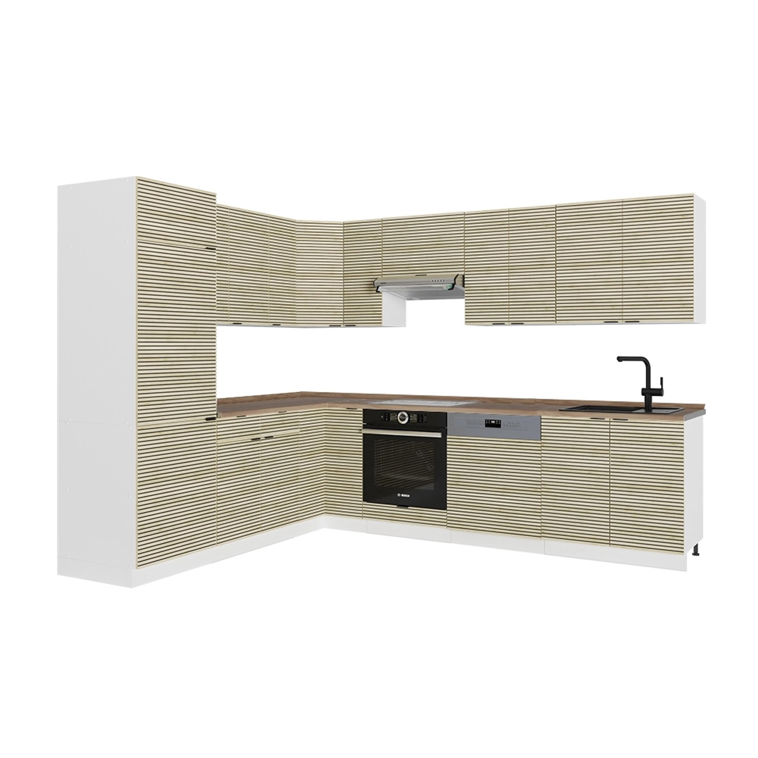 Vicco Fame-Line Eckküche Eiche Paneel/Weiß 227 x 287 cm AP Eiche günstig online kaufen