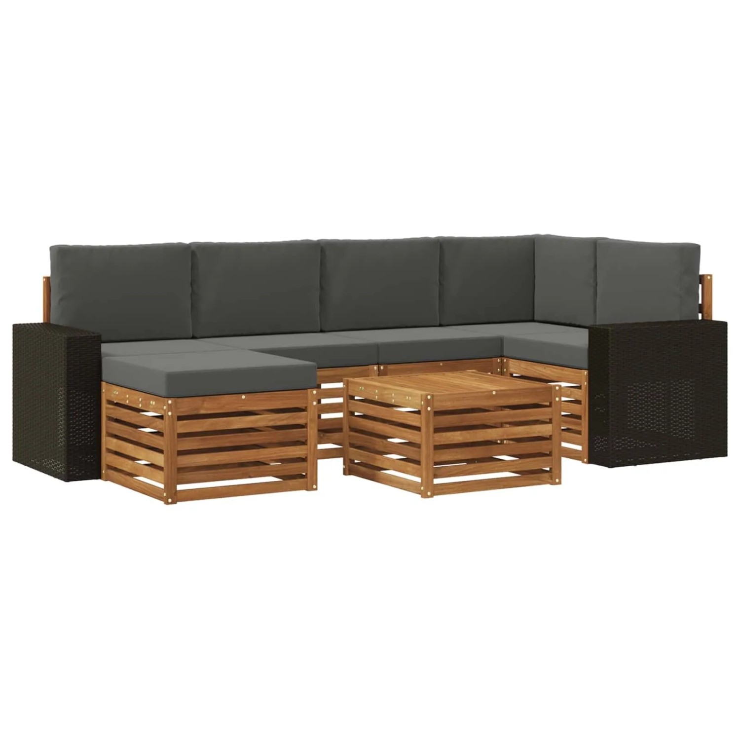 vidaXL Ecksofa Set 7 Stk Natur und Anthrazit Massivholz Akazie 3384603