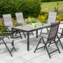 7-teiliges Gartenmöbel-Set Trivero in Diamantbraun mit Tisch (150x90 cm) und 6 Klappsesseln.