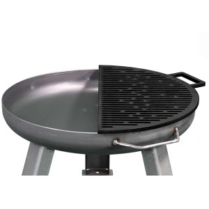 Buschbeck Guss-Grillrost, halbrunder Rost für Feuerschale Ø 55 cm, Gusseisen mit Griff.
