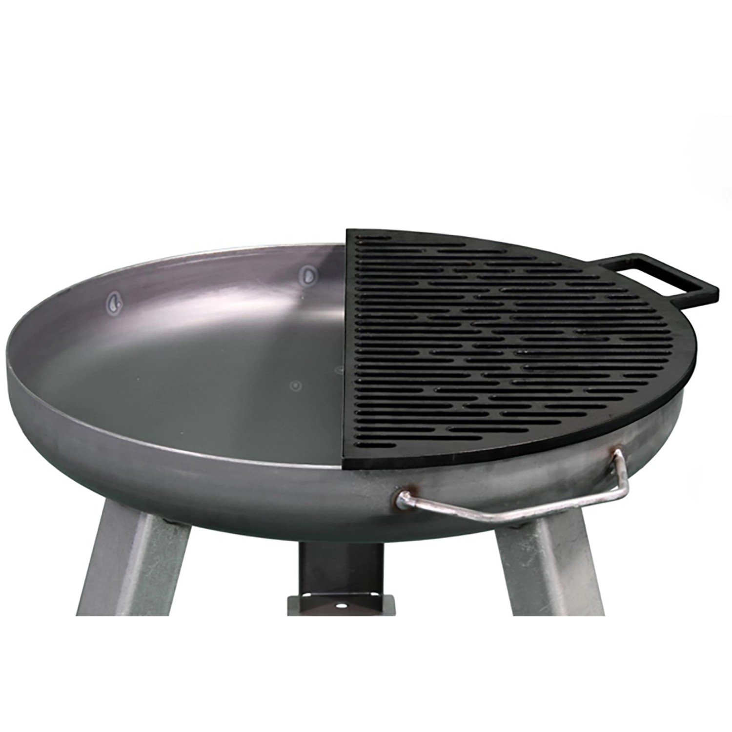 Buschbeck Guss-Grillrost, halbrunder Rost für Feuerschale Ø 55 cm, Gusseisen mit Griff.