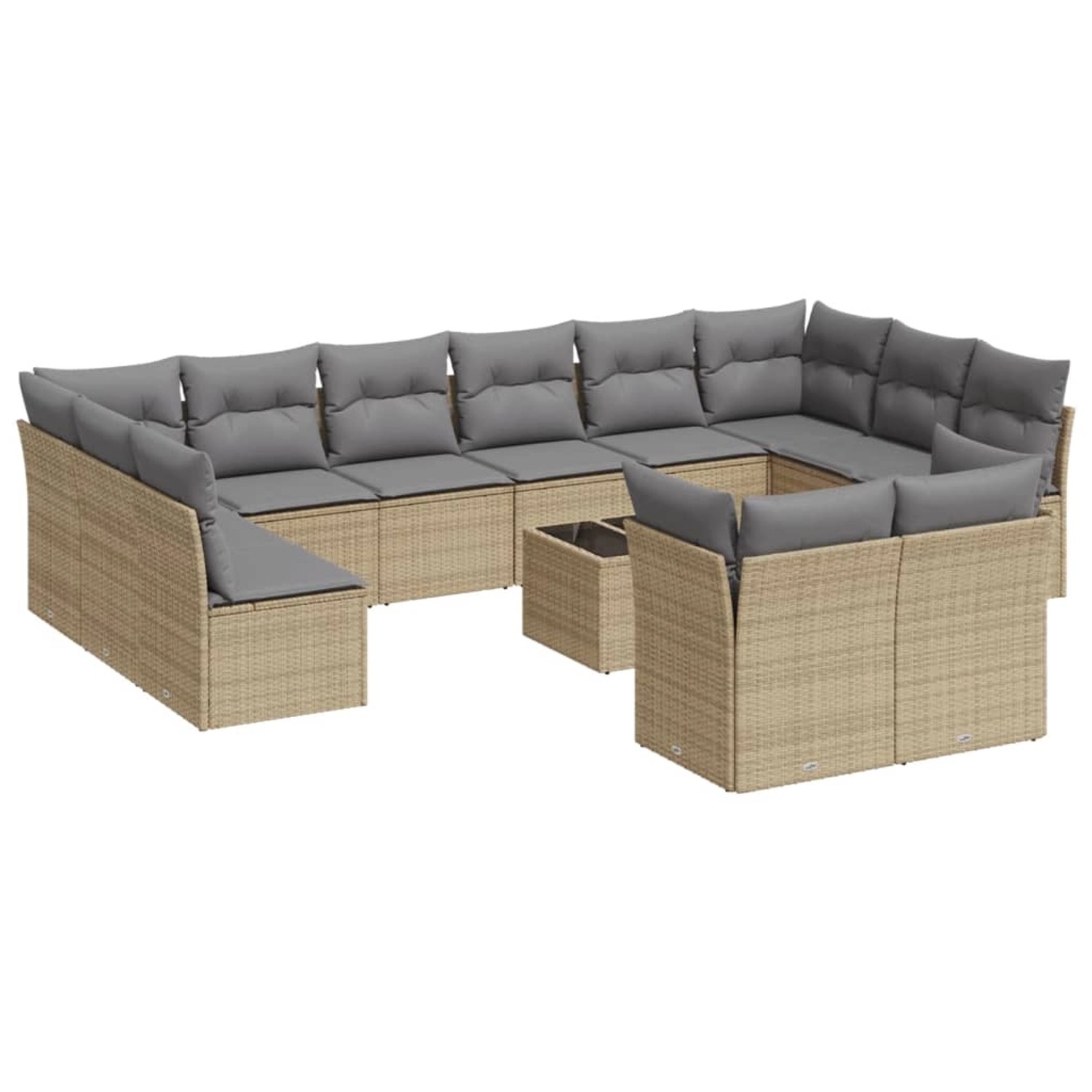 vidaXL 13-Tlg Garten-Sofagarnitur mit Kissen Beige Poly Rattan 3250278 günstig online kaufen