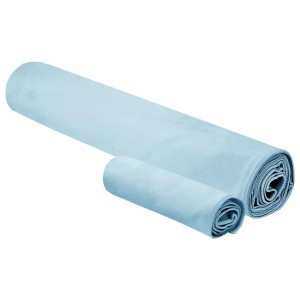 Blaues vidaXL Sporthandtuch Set, 2-teilig, aus Stoff, gerollt.