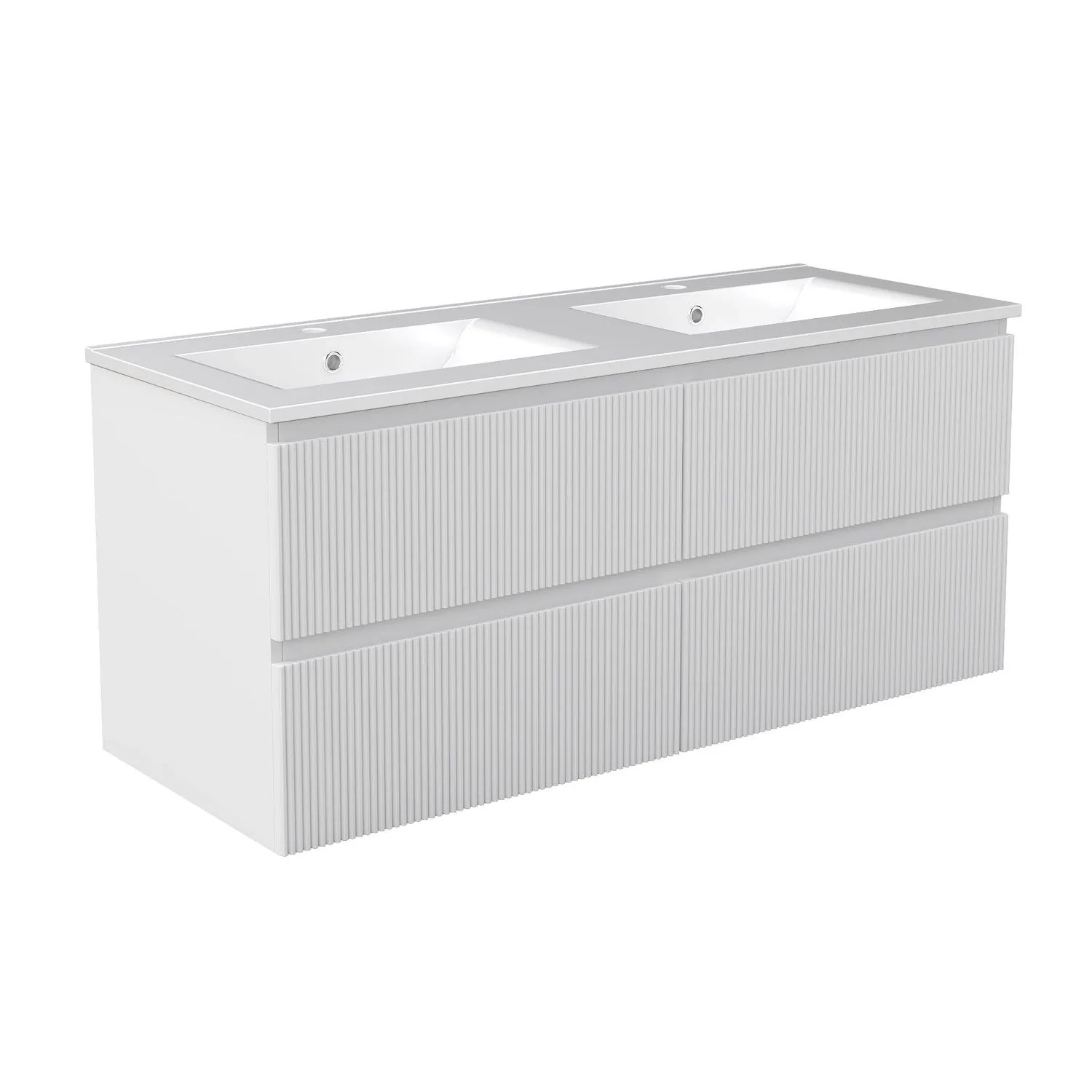 Duschspa Badmöbel 120cm Waschbecken mit Unterschrank Matt Weiß 2-tlg