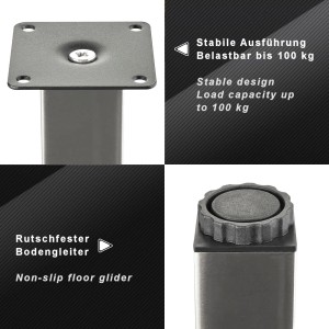 SOTECH Möbelfuß ZULU 38 x 38 x 120 mm Edelstahlfarbig