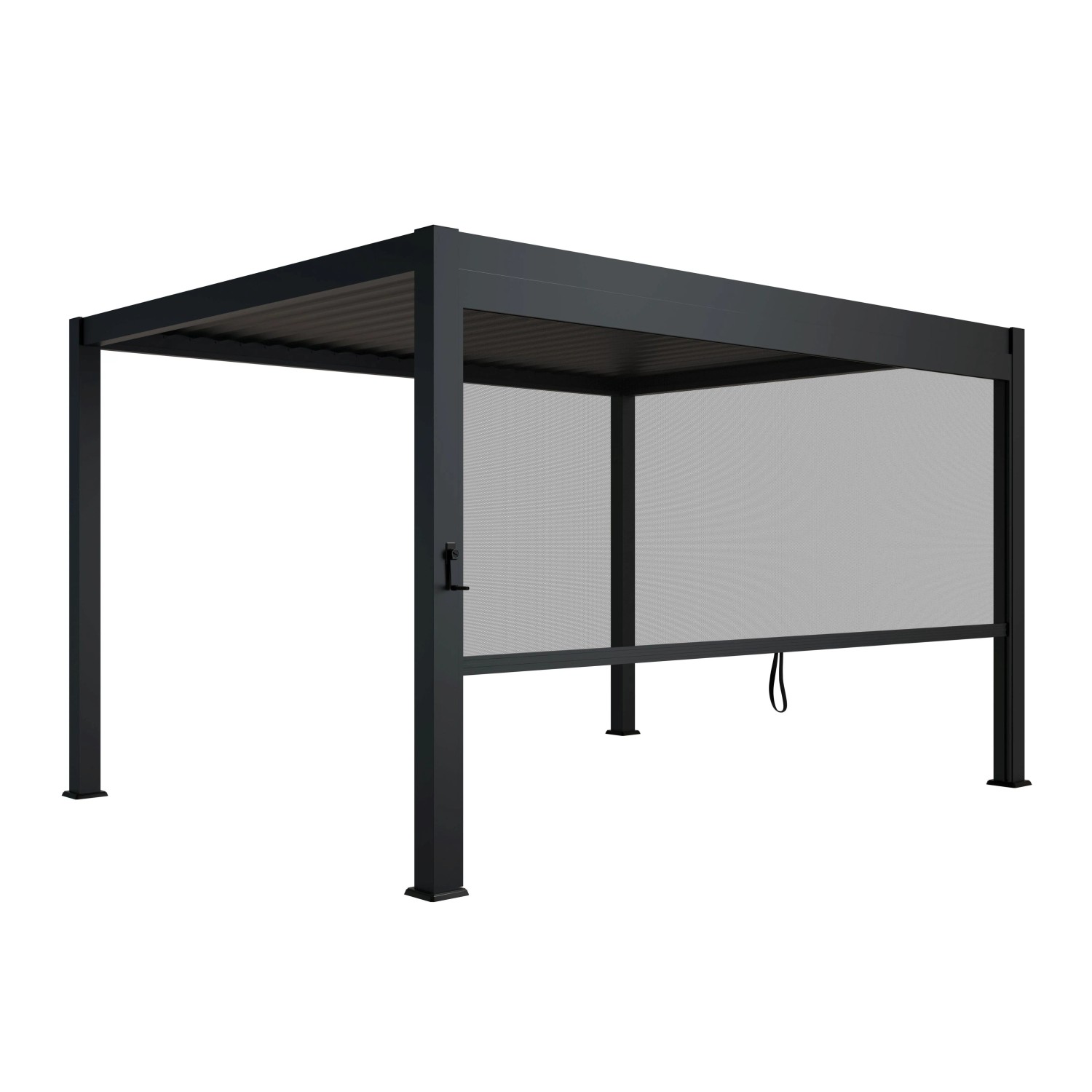 Juskys Pergola Lamellendach Tahiti 3 x 4 m inkl. 1x Seitenwand 4 m Anthrazit