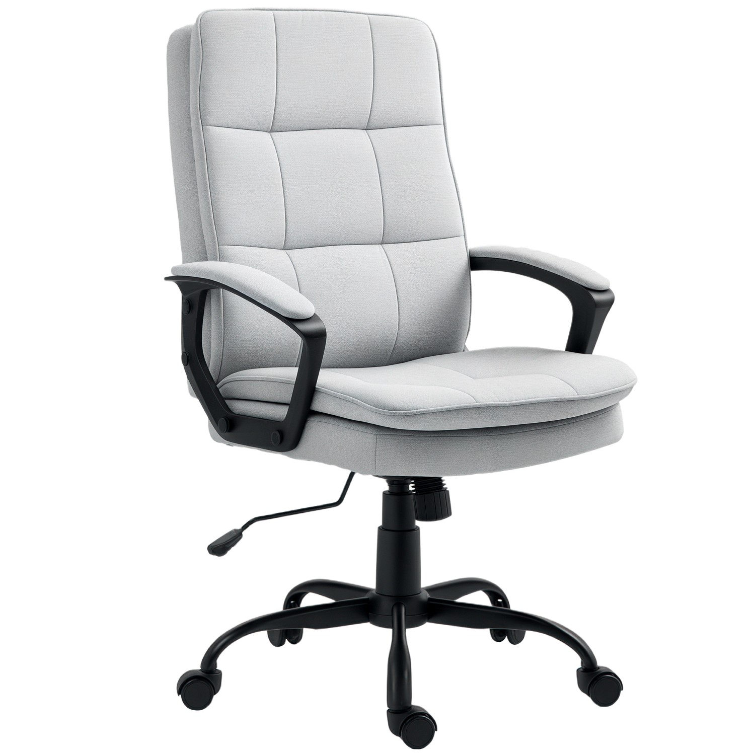 HOMCOM Bürostuhl mit Armlehne Polyester Grau 70L x 63B x 102-112H cm