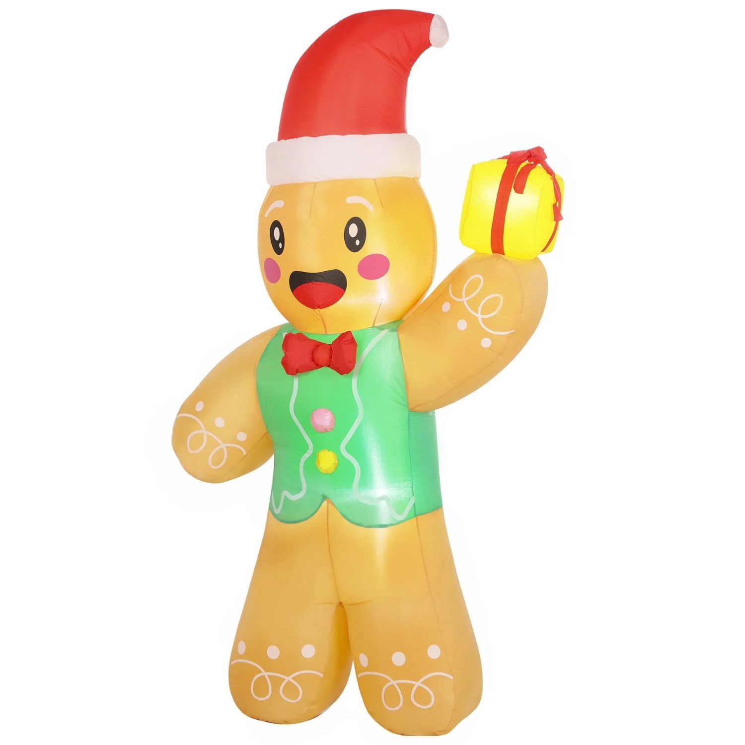 Outsunny Aufblasbare Weihnachtsdekoration Polyester 135 x 60 x 250 cm Hellbraun