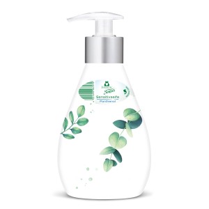 Frosch Sensitivseife Senses 500ml im Spender mit Aloe Vera und Pflanzenmotiven.