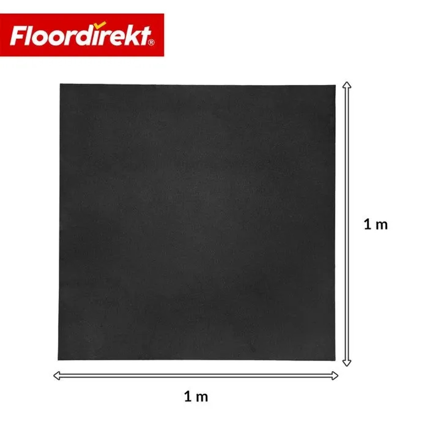 Schwarze Floordirekt Bodenschutzmatte 100x100 cm für Fitnessgeräte.
