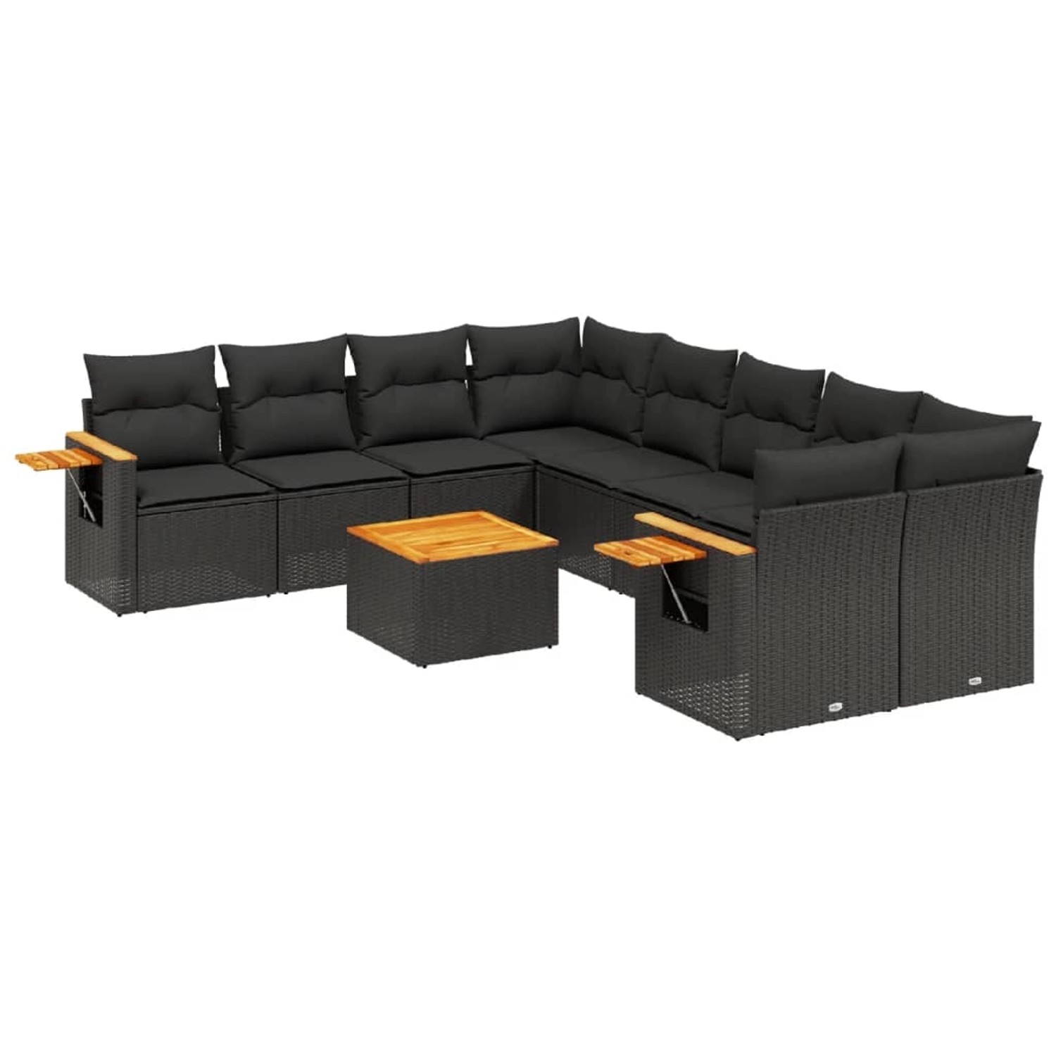 vidaXL 9-Tlg Garten-Sofagarnitur mit Kissen Schwarz Poly Rattan 3226664 günstig online kaufen