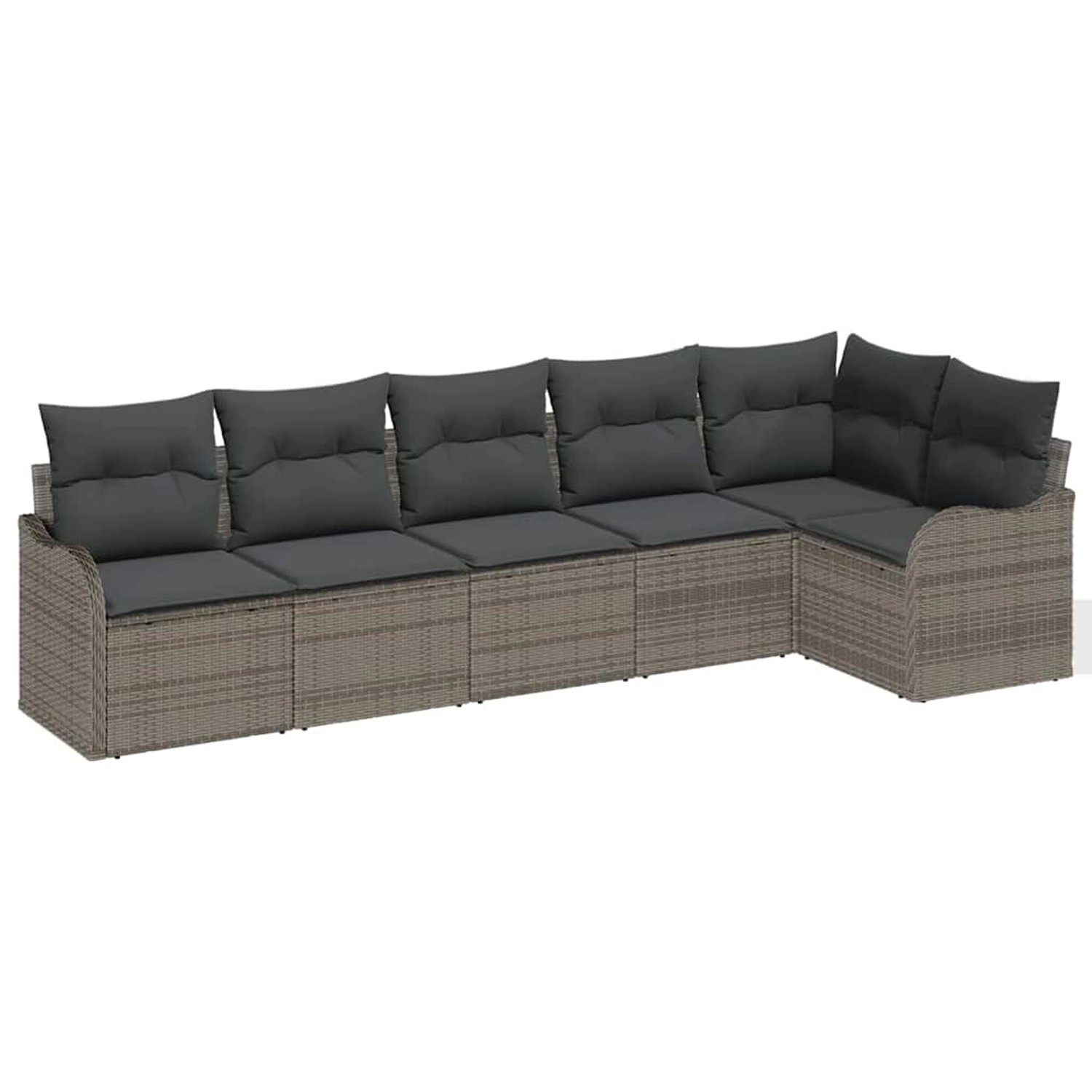 vidaXL Garten-Sofa-Set mit Kissen 6-Tlg Grau Poly Rattan 3345719 günstig online kaufen