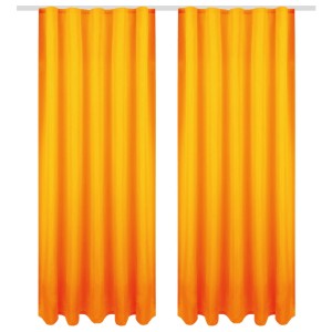 Blickdichter, helloranger Dekoschal Ellen 2er-Pack mit Universalband für Fenstervorhänge.