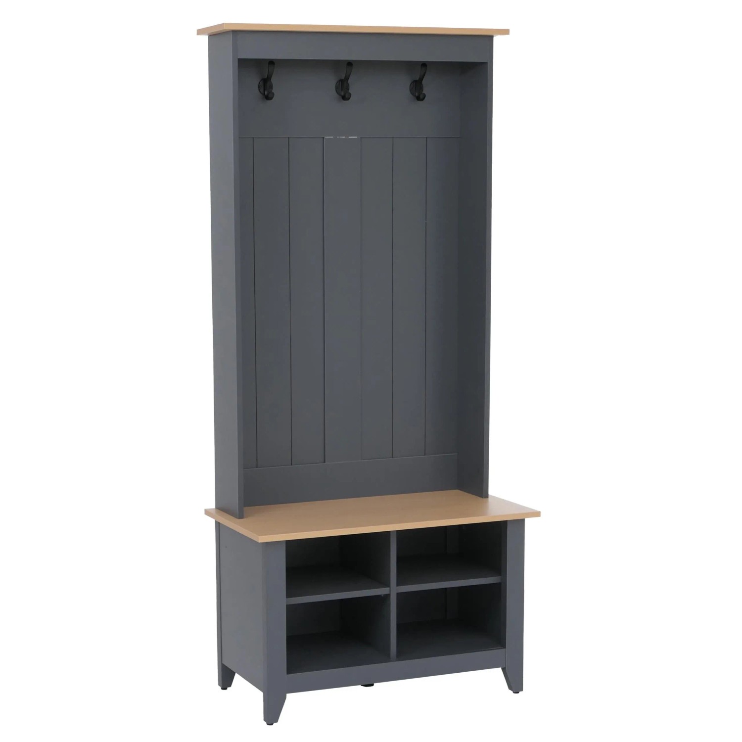 Mcw Garderobe P28 3 Haken 4 Staufächer Melamin 170x76x39cm Dunkelgrau Natur