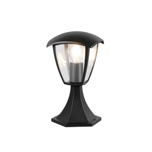 Schwarze, matte Trio LED Sockelleuchte Venta, 17x30x17 cm, für den Außenbereich.