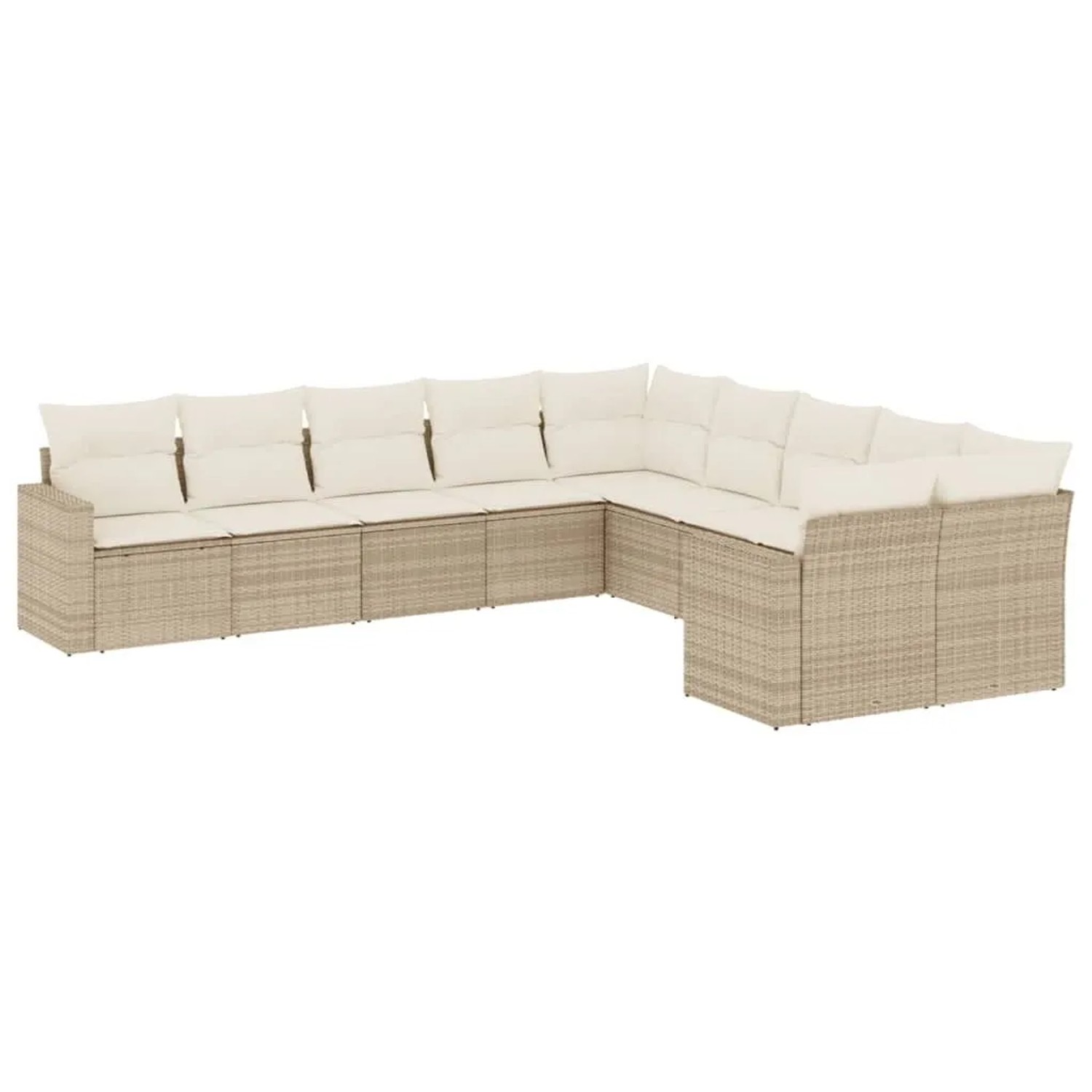 vidaXL 10-Tlg Garten-Sofagarnitur mit Kissen Beige Poly Rattan 3251845