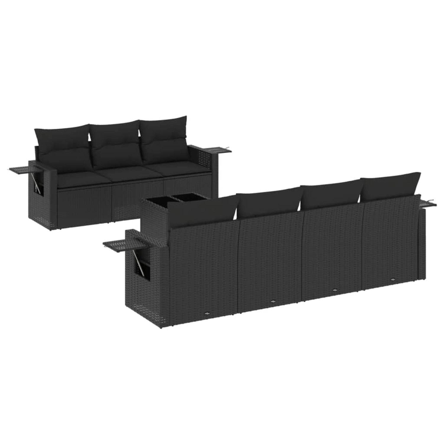 vidaXL 8-tlg Garten-Sofagarnitur mit Kissen Schwarz Poly Rattan Modell 228 günstig online kaufen