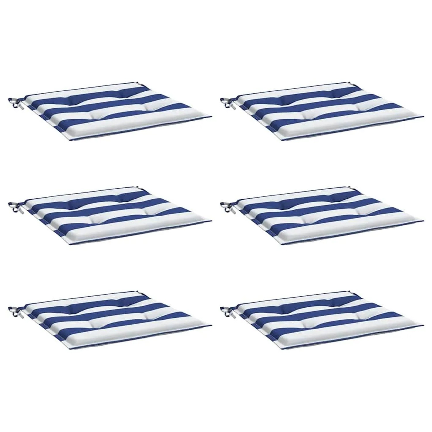 vidaXL Gartenstuhl-Kissen 6 Stk Blau & Weiß Gestreift 40x40x4cm Stoff 36101 günstig online kaufen