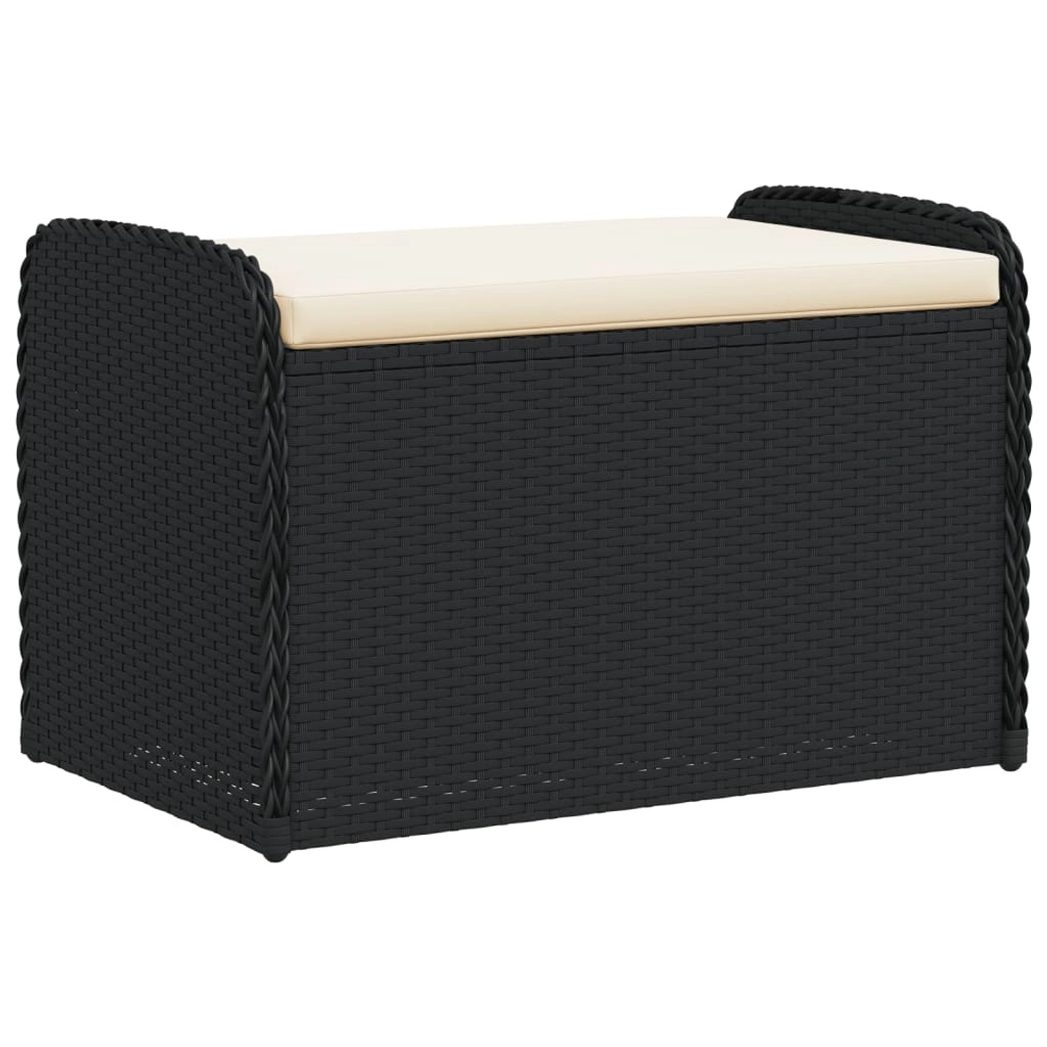 vidaXL Sitzbank mit Stauraum & Kissen Schwarz 80x51x52 cm Poly Rattan günstig online kaufen