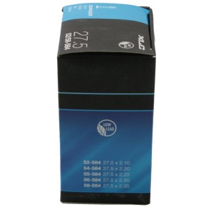 XLC Fahrradschlauch VT-A27, 27.5 Zoll x 2.10-2.35 Zoll, Autoventil. Blaue Produktverpackung.