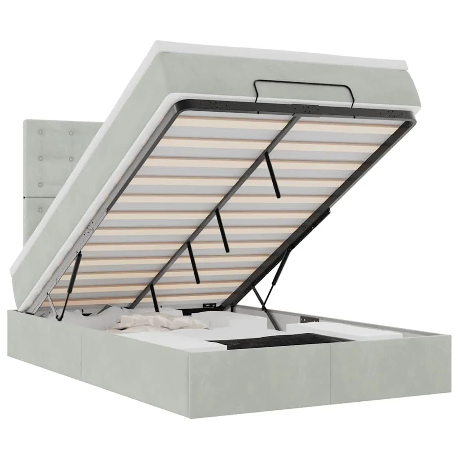 vidaXL Ottoman-Bett mit Matratzen Hellgrau 120x190 cm Samt 3313601