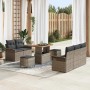 Graues 8-tlg. vidaXL Garten-Sofa-Set aus Poly Rattan mit höhenverstellbarem Tisch.