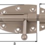 Duravis Bolzen-Schlossriegel in Perlbeige mit Maßangaben für Winkel & Holzverbinder.