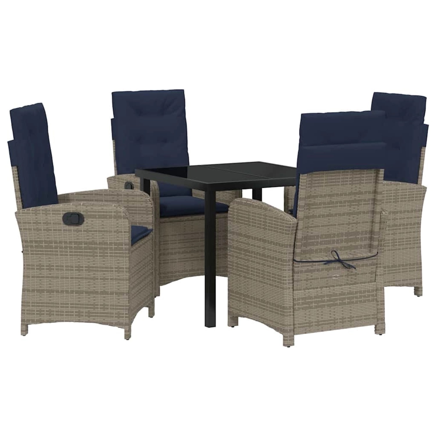 vidaXL Garten Essgruppe 5-Tlg Grau Poly Rattan 3380352 günstig online kaufen