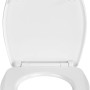 Weißer Wenko WC-Sitz Bois Duroplast mit geöffnetem Deckel und Absenkautomatik.
