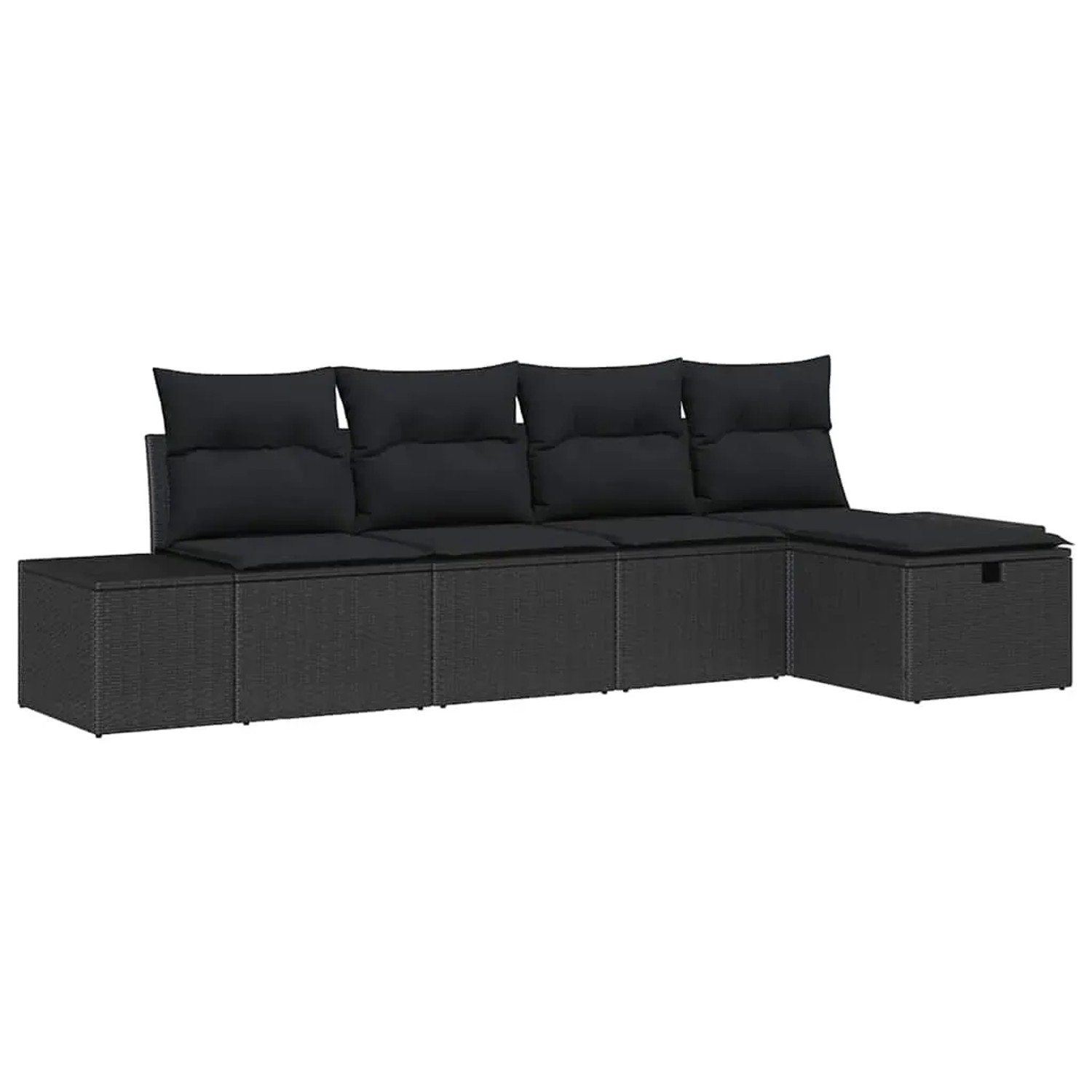 vidaXL Garten-Sofa-Set mit Kissen 5-Tlg Schwarz Poly Rattan 3359362 günstig online kaufen