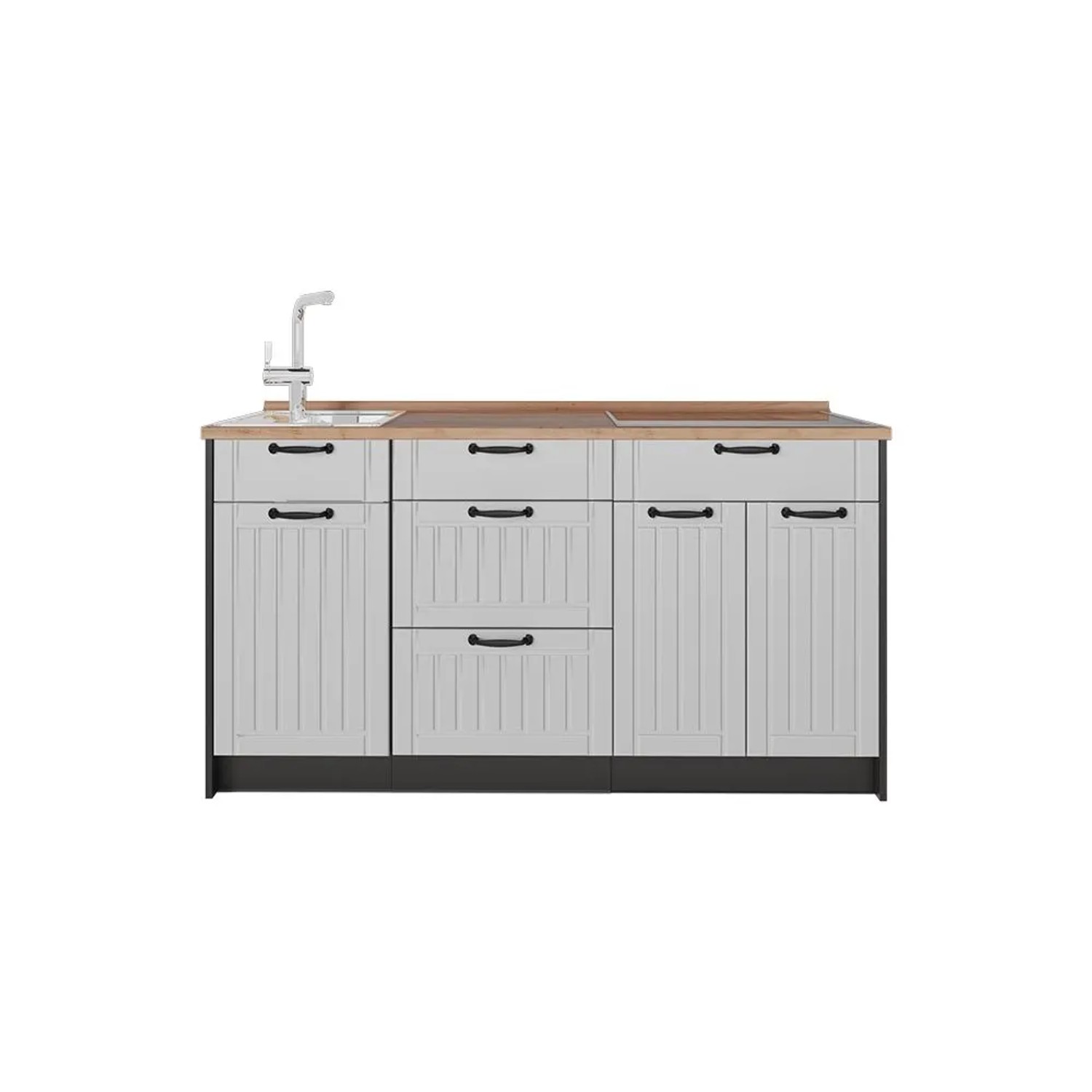 Vicco Küchenblock Fame-Line Weiß Landhaus 150 x 82 AP Eiche Art Nr 65400