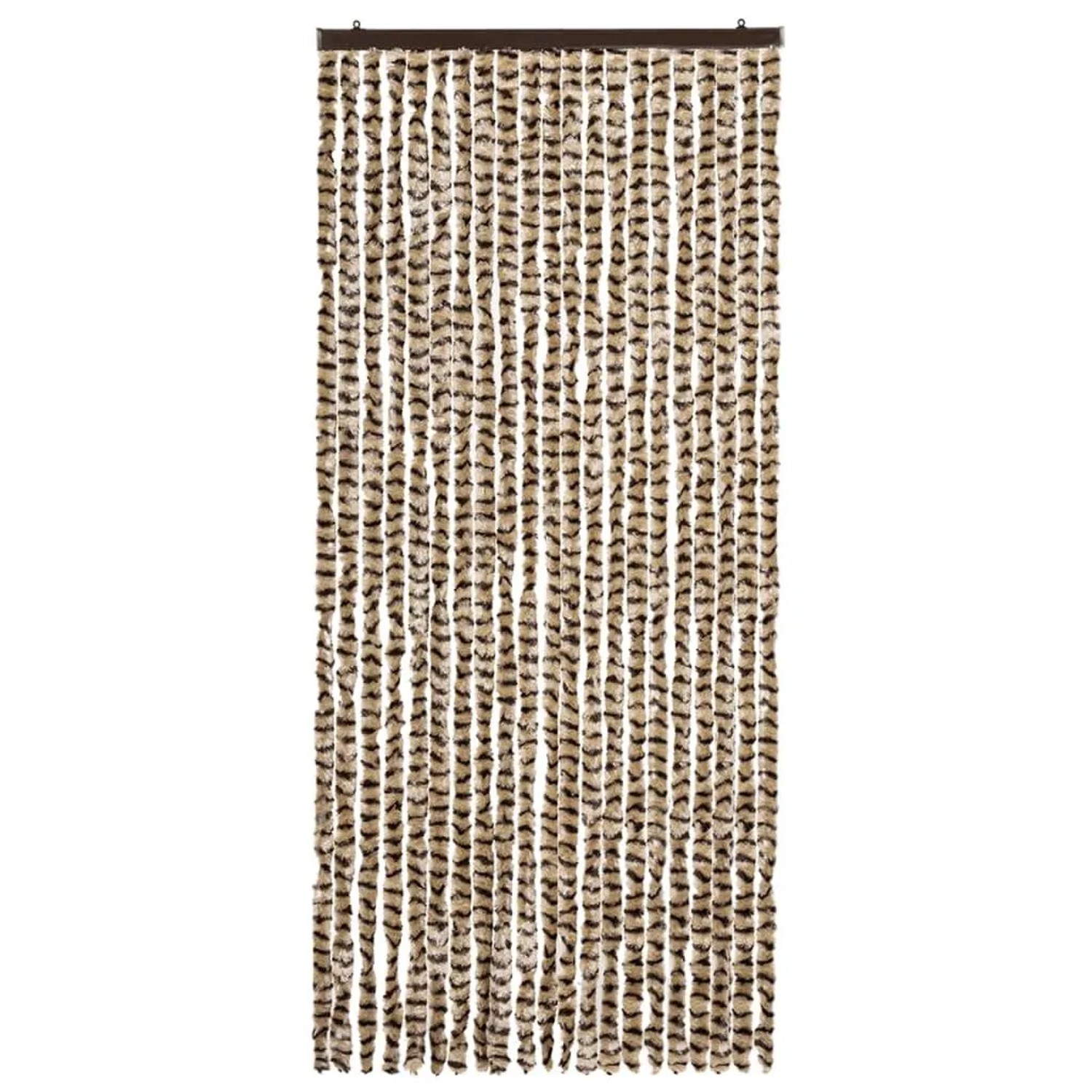 Beiger und brauner Insektenschutz-Vorhang aus Chenille, 90x220 cm.