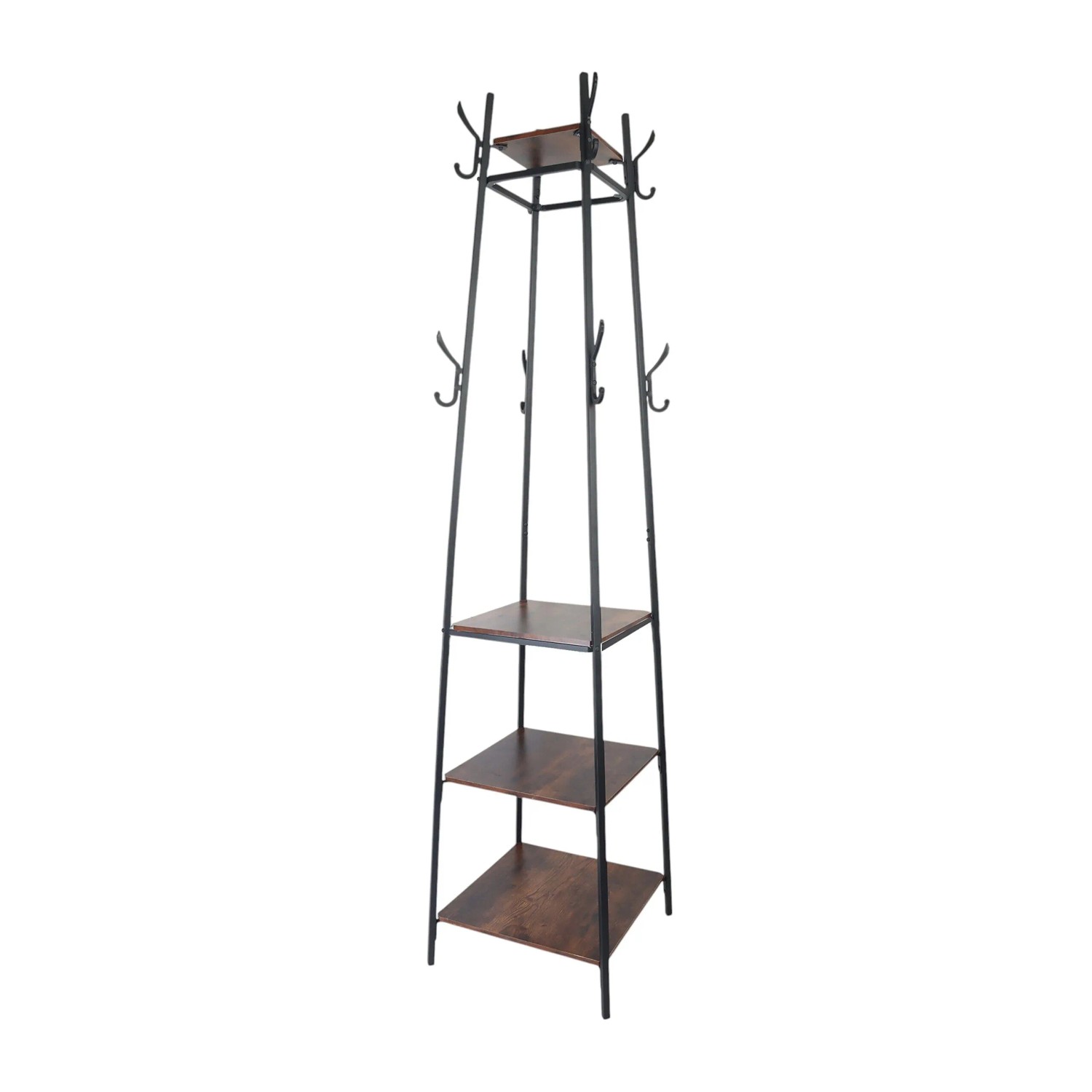 Relaxdays Garderobenständer Eisen MDF Schwarz Dunkelbraun Freistehend 180 cm x 43 cm x 43 cm