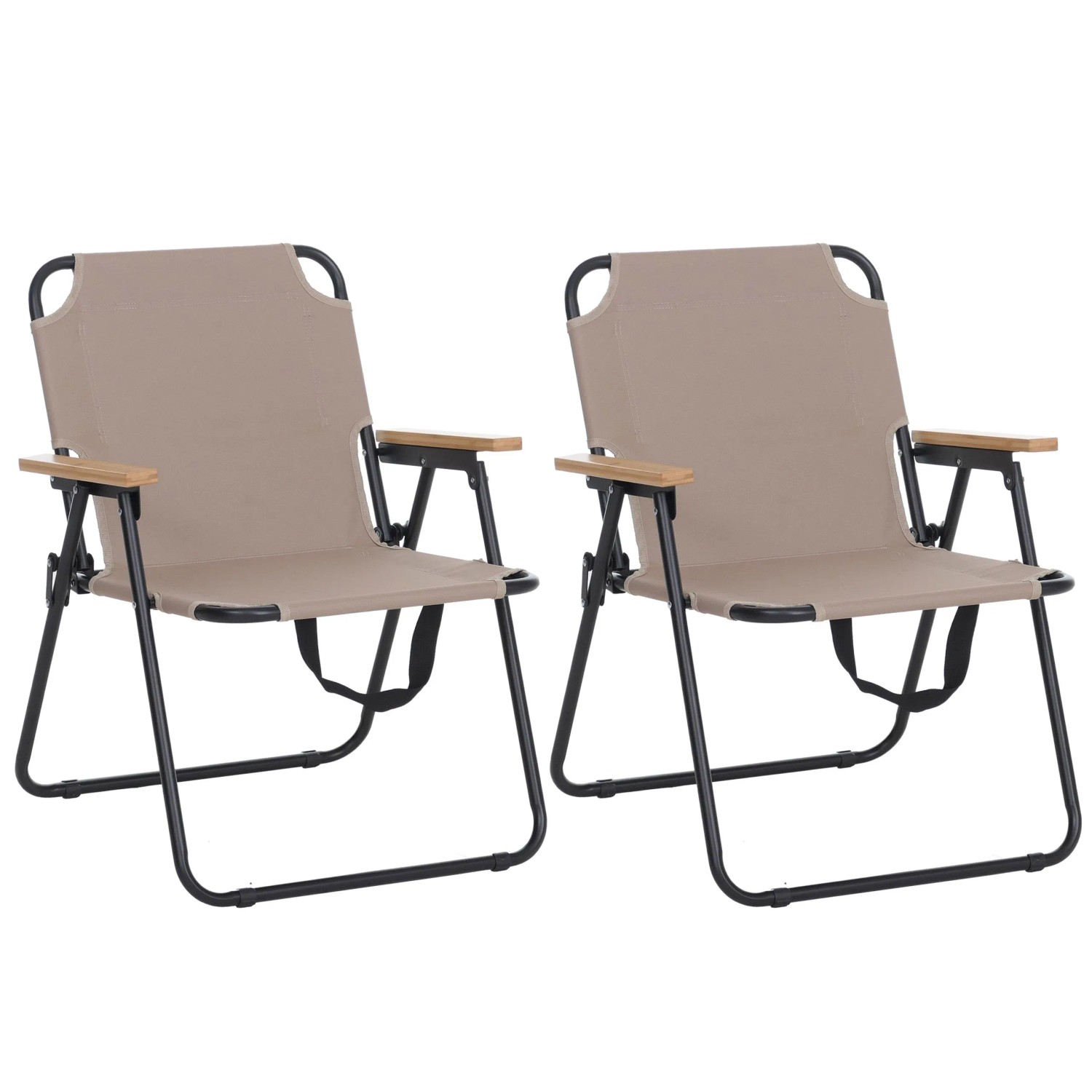 MCW 2er-Set Campingstuhl Q43 Klappbar Bambus Metall Stoff/Textil Creme