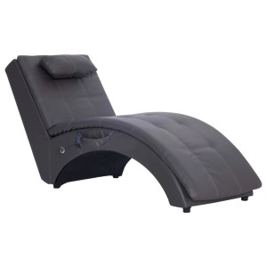 Graue vidaXL Massage Chaiselongue aus Kunstleder mit Kissen für Entspannung und Komfort.
