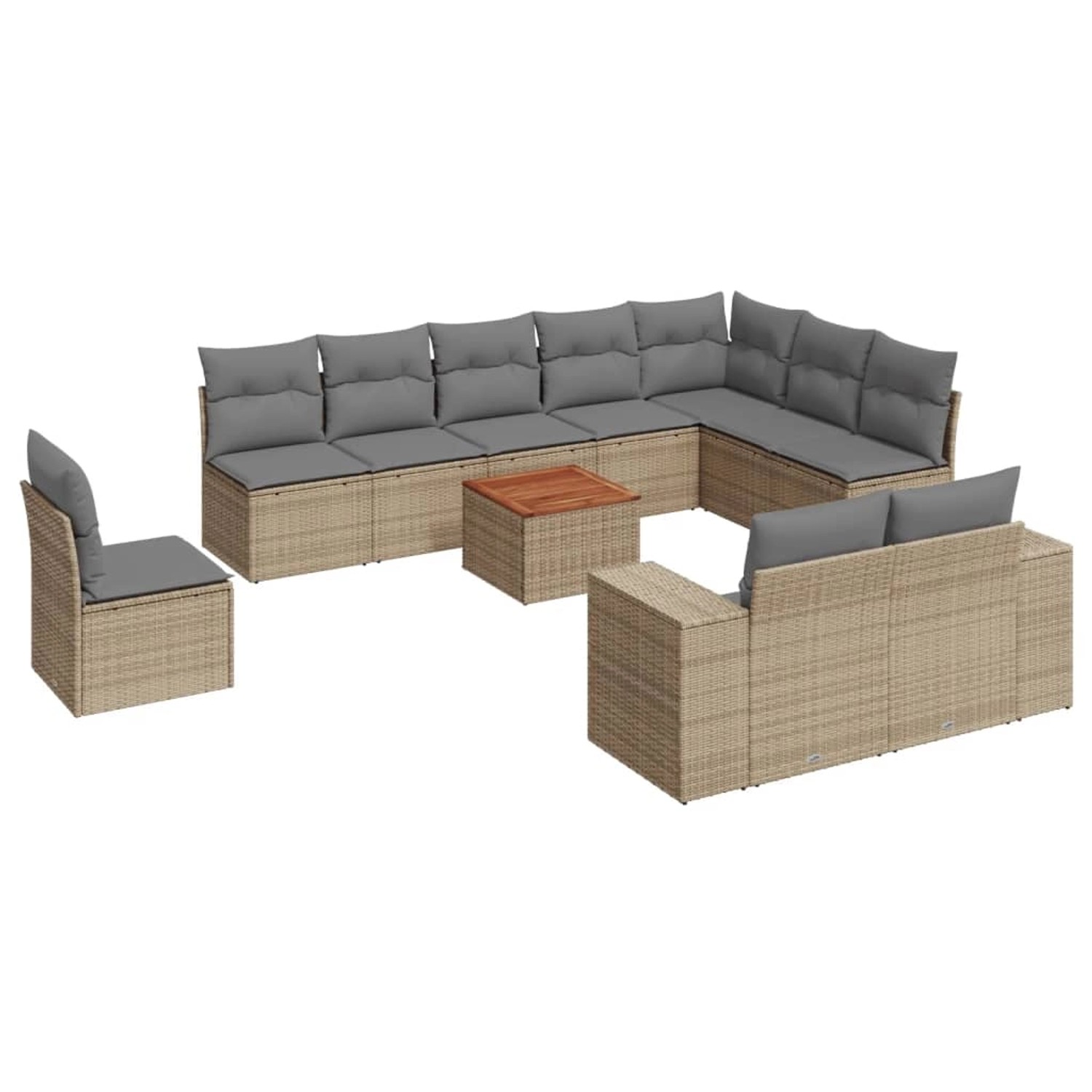 vidaXL 11-Tlg Garten-Sofagarnitur mit Kissen Beige Poly Rattan 3257830 günstig online kaufen