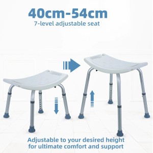 CCLIFE Duschhocker für Senioren, höhenverstellbar, mit Anti-Rutsch-Füßen und Aluminiumrahmen.