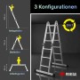 PROREGAL MULTISTEP Aluminium-Mehrzweckleiter als Stehleiter, Anlegeleiter & Arbeitsgerüst. 3-in-1-Funktion, klappbar.
