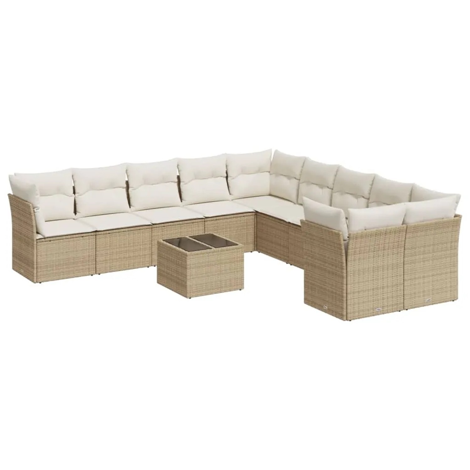 vidaXL 11-Tlg Garten-Sofagarnitur mit Kissen Beige Poly Rattan 3250087 günstig online kaufen