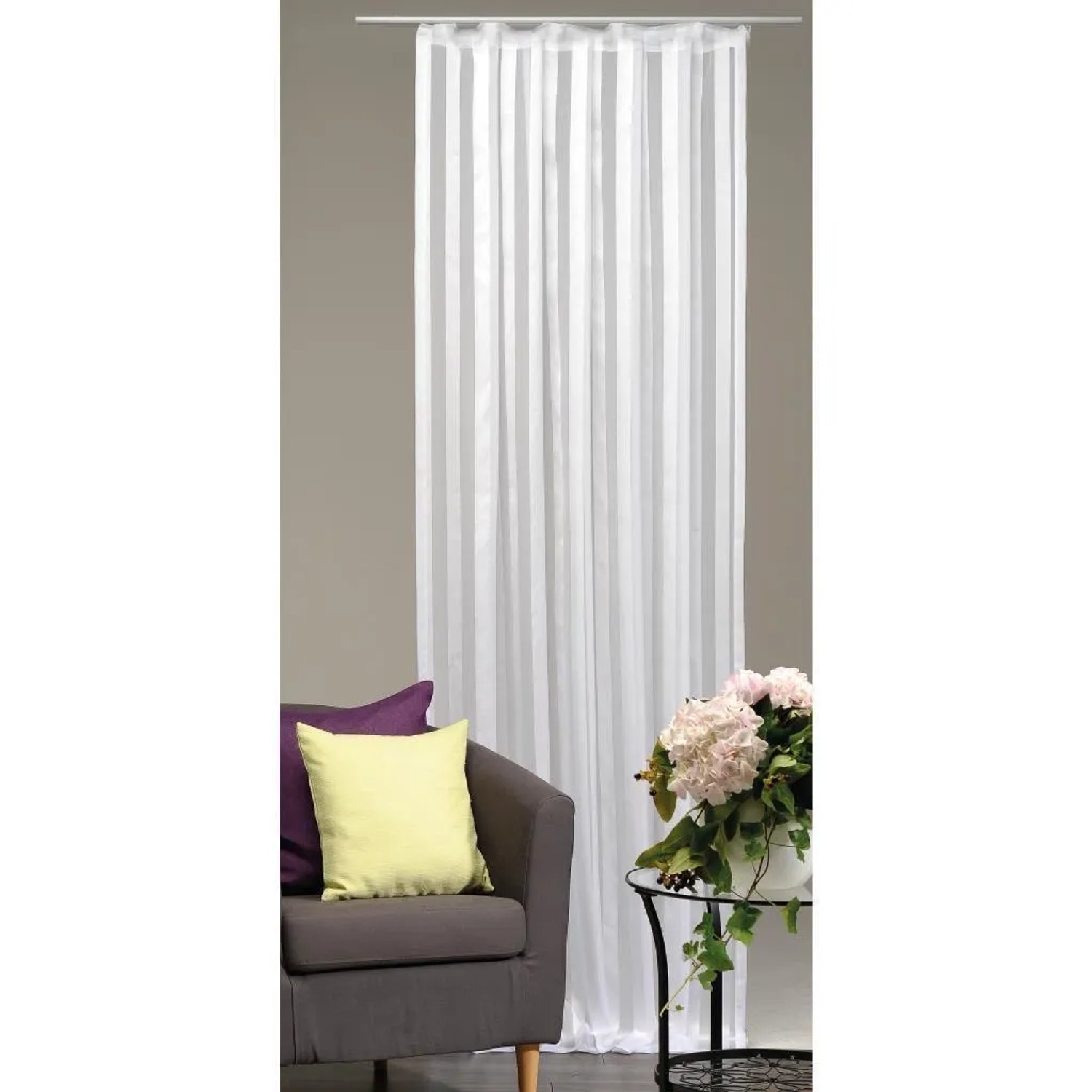 Arsvita Dekoschal Streifen Halbtransparent Universalband 140 cm x 245 cm Weiß