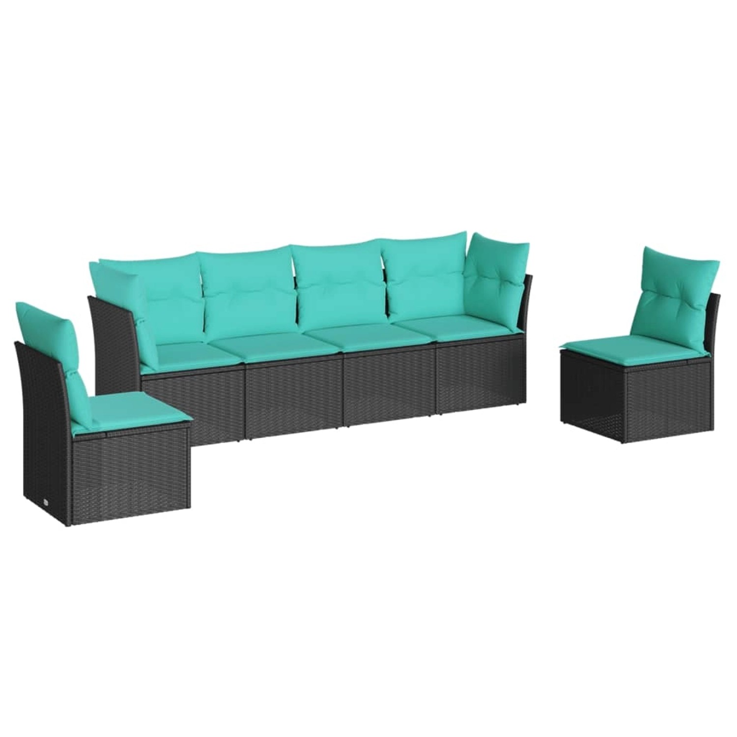 vidaXL 6-Tlg Garten-Sofagarnitur mit Kissen Schwarz Poly Rattan 3217367 günstig online kaufen