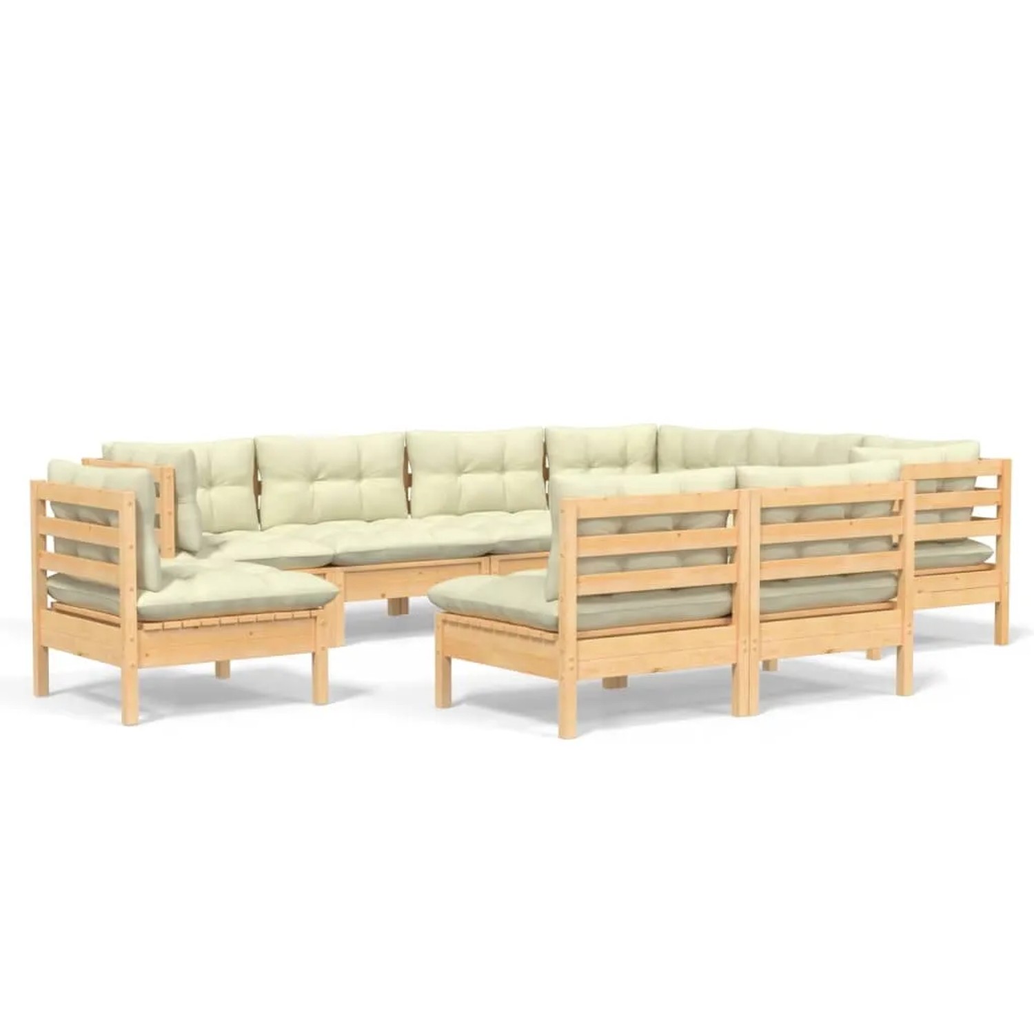 vidaXL 9-tlg Garten-Lounge-Set mit Creme Kissen Massivholz Kiefer Modell 13