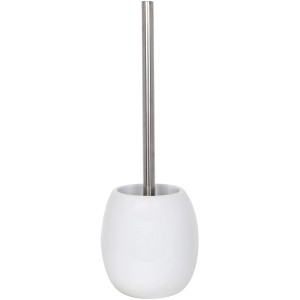 Weiße WC-Garnitur Java aus Keramik mit Edelstahlgriff. WC-Bürste für das Badezimmer.