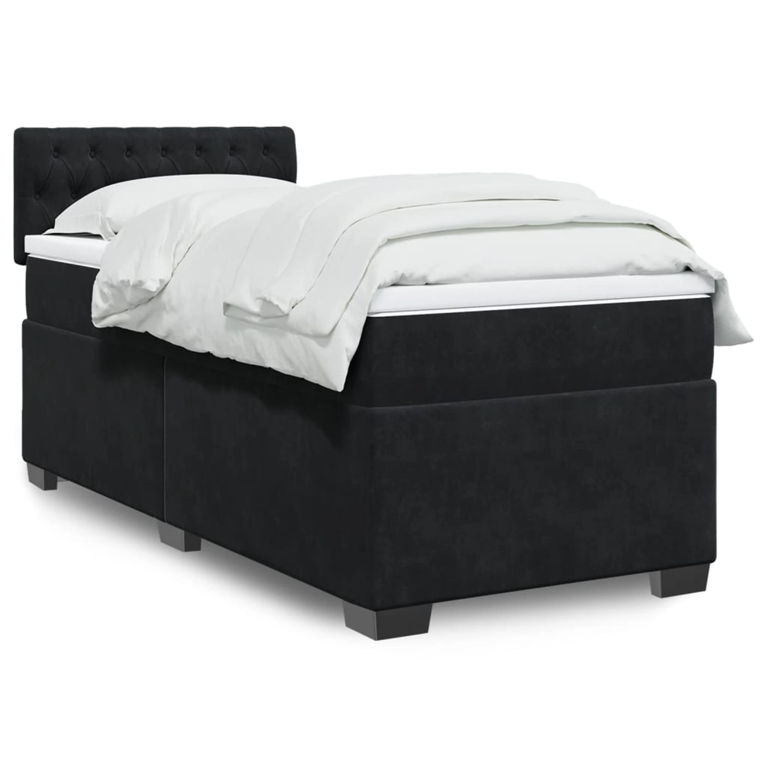 vidaXL Boxspringbett mit Matratze Schwarz Samt 3288773 günstig online kaufen