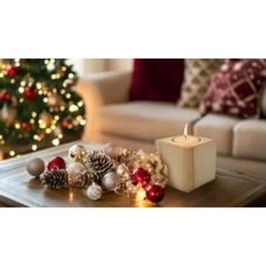 Erst-Holz Zirben Teelicht Quaderform mit Glas 7 x 7 x 7 cm Holzdeko