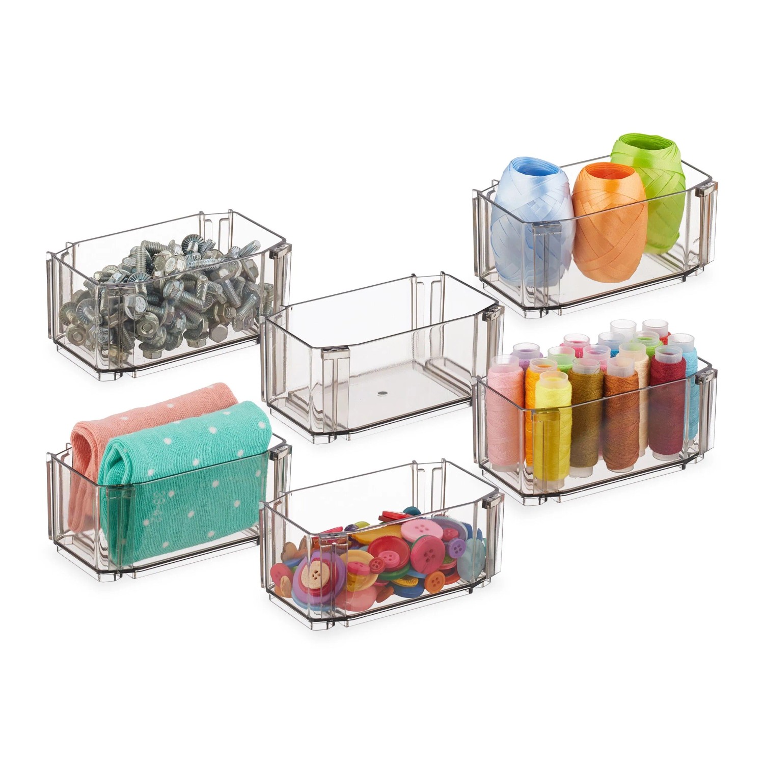Relaxdays Schubladen Ordnungssystem Kunststoff Braun Stapelbar 5,5 cm x 12 cm x 7 cm