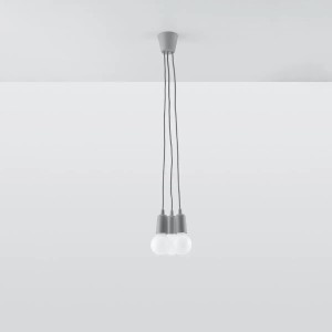 Graue Sollux Lighting Hängeleuchte Diego 3 mit drei Leuchten für E27 Fassung.