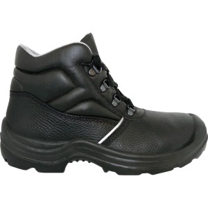 Schwarzer Bullstar Sicherheitsstiefel S3, Größe 39, für Arbeitsschutz mit Stahlkappe.